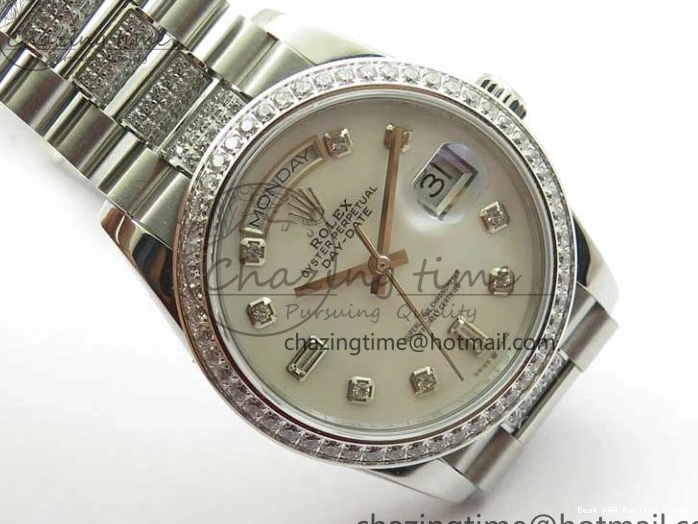 AAA Replica Watches 2682 Bracelet Edition MoistureWicking 36mm Day-Date MOP SS on Dial White President A 128239 Crystal Best SS Crystal Marker BP 1226